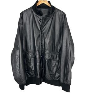 Juliz de Rodriguez Vintage Oversized Black Leather Bomber Jacket Men's XXL 90s